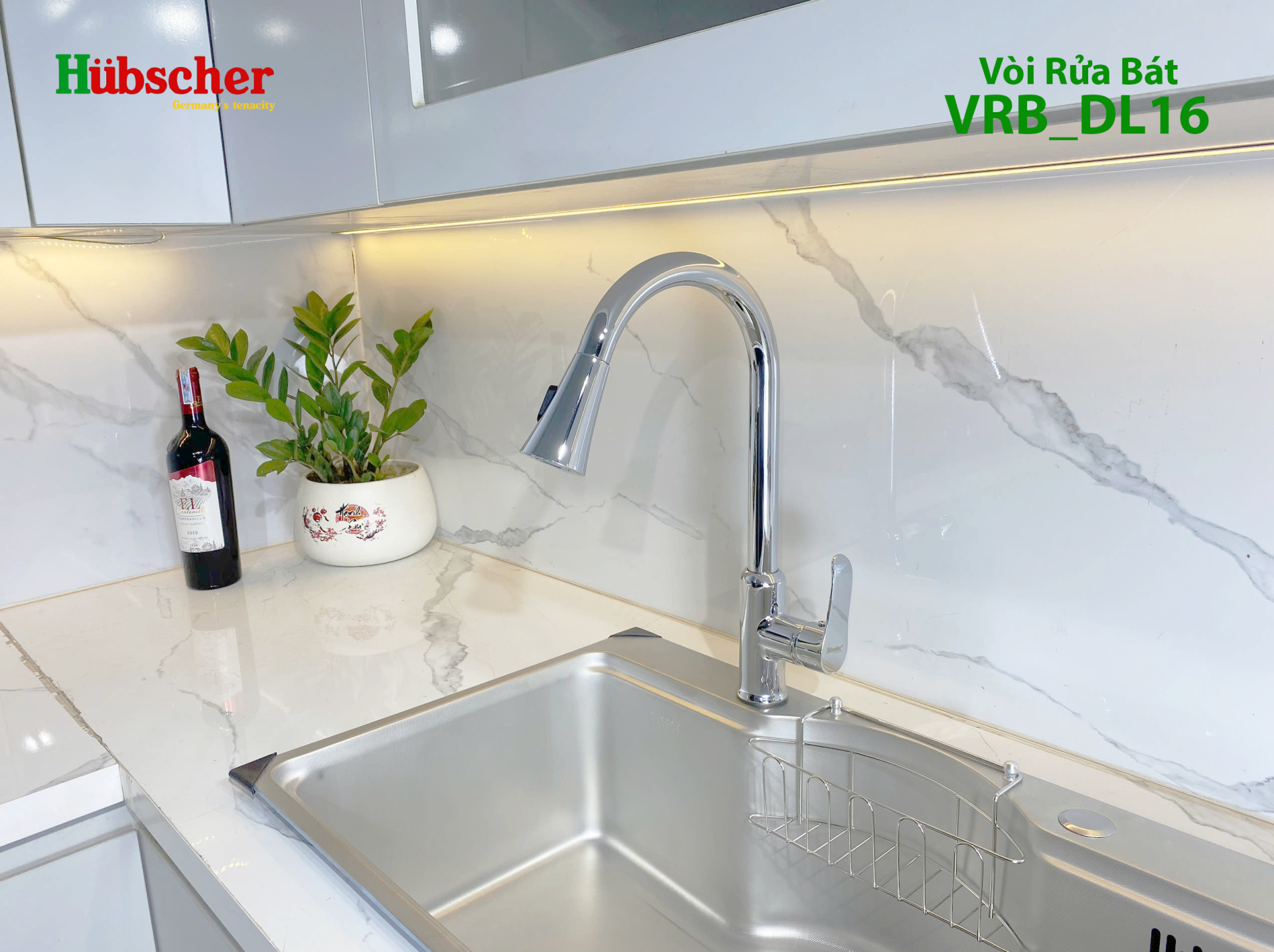 Vòi rửa bát dây rút đồng Hubscher VRB_Dl16