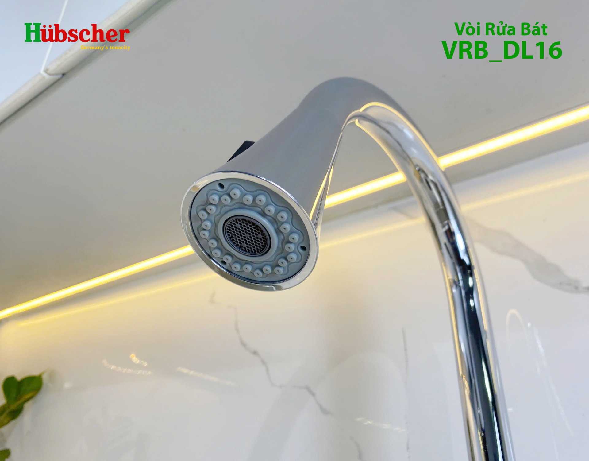 Vòi rửa bát dây rút đồng Hubscher VRB_Dl16