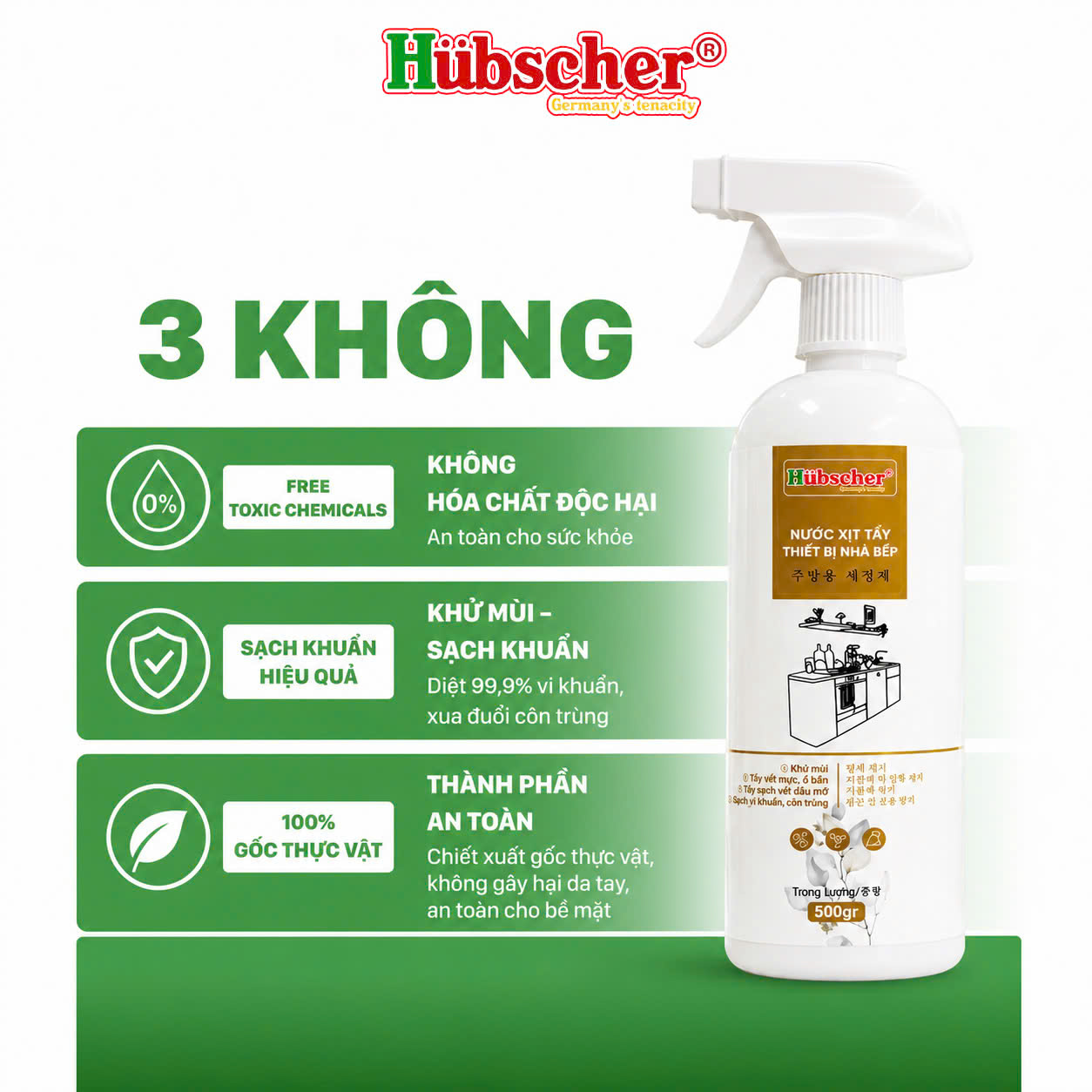 Nước xịt tẩy vệ sinh thiết bị nhà bếp đa năng. Chính hãng Hubscher Việt Nam