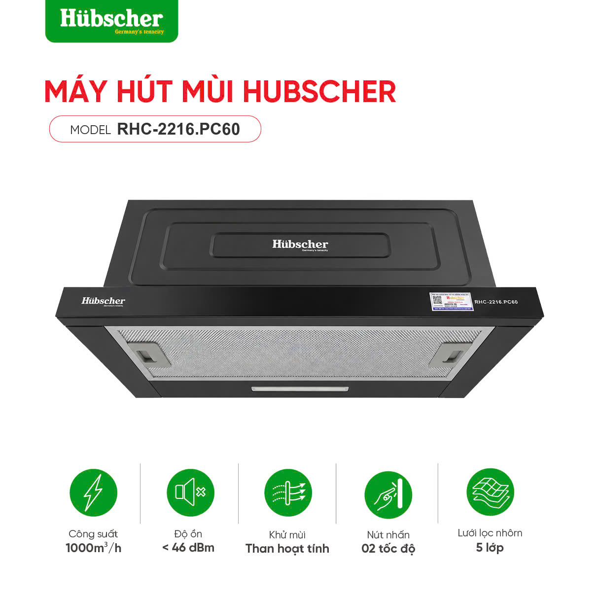 Máy hút mùi Hubscher model: RHC-2216.PC60