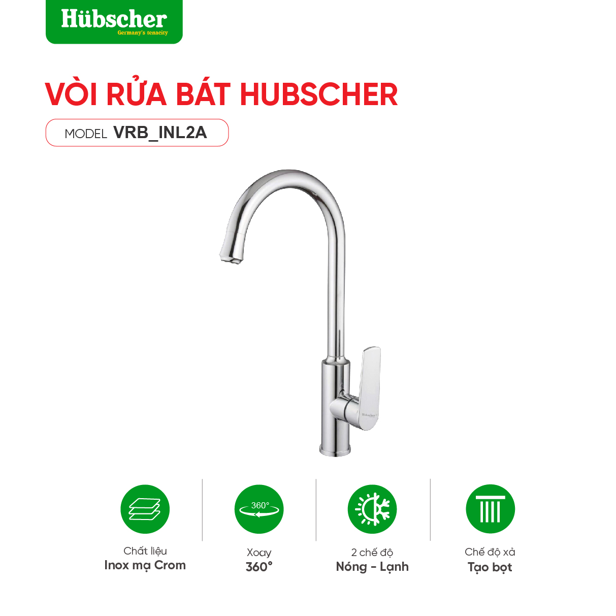 Vòi rửa bát Hubscher VRB-INL2A