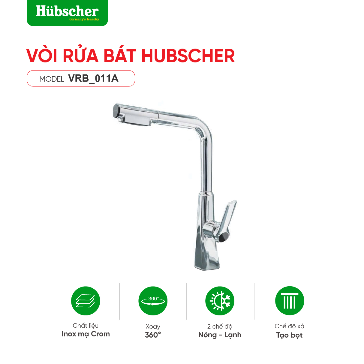 Vòi rửa bát dây rút Hubscher VRB_011A