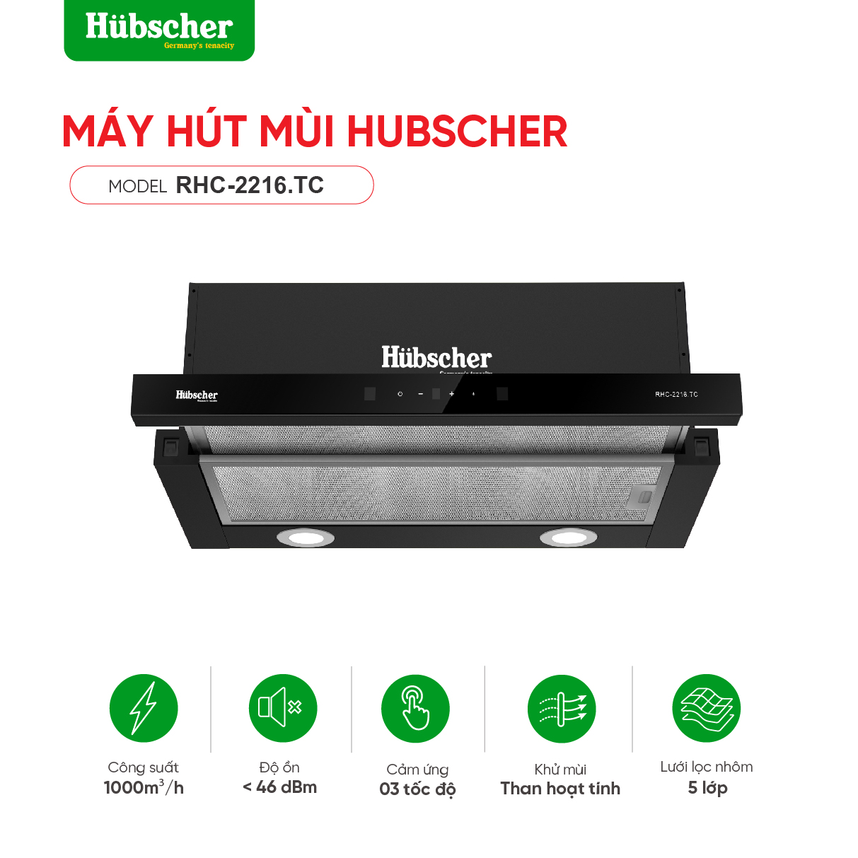 Máy hút mùi Hubscher model: RHC-2216.TC