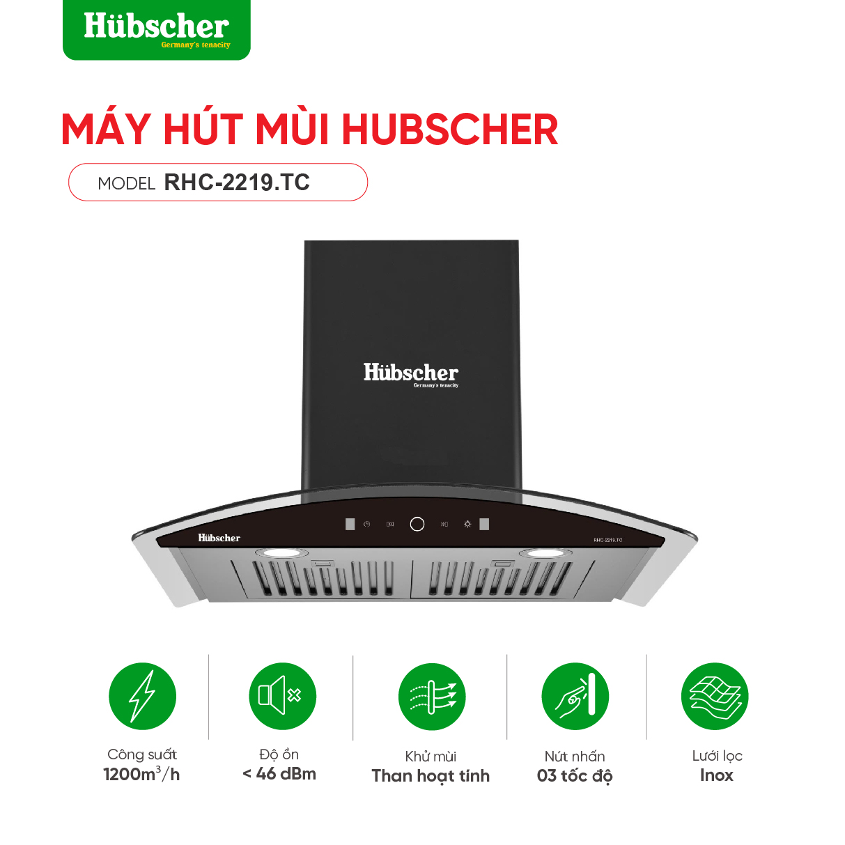 Máy hút mùi Hubscher model: RHC-2219.TC