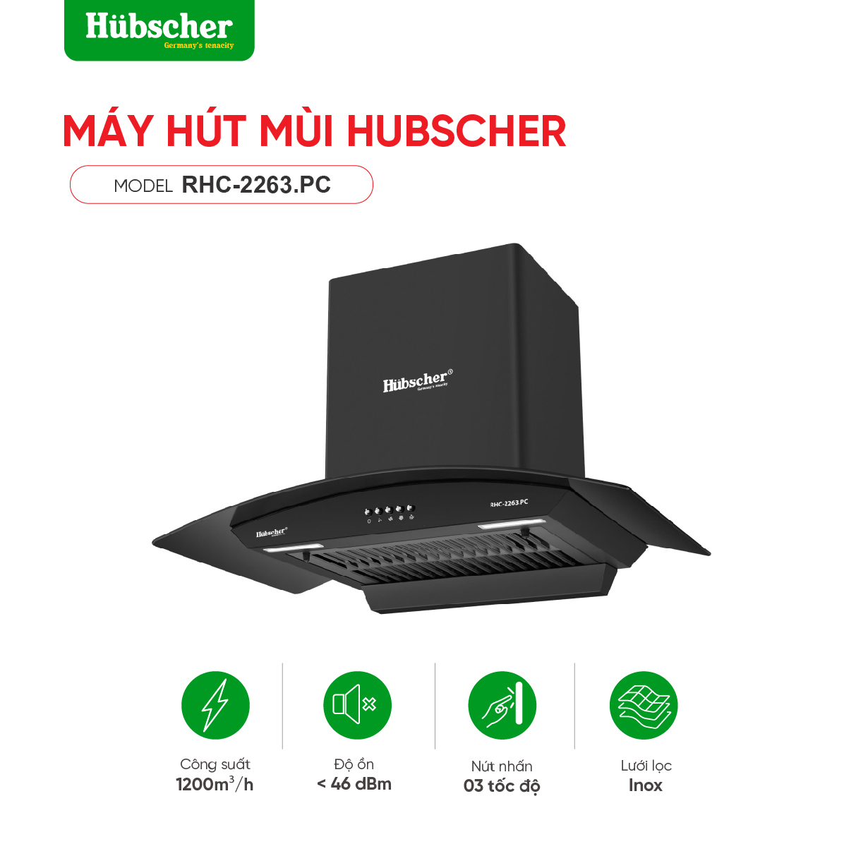 Máy hút mùi Hubscher model: RHC-2263.PC