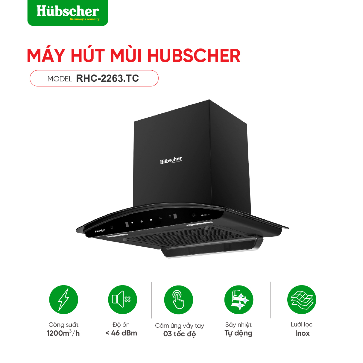 Máy hút mùi Hubscher model: RHC-2263.TC