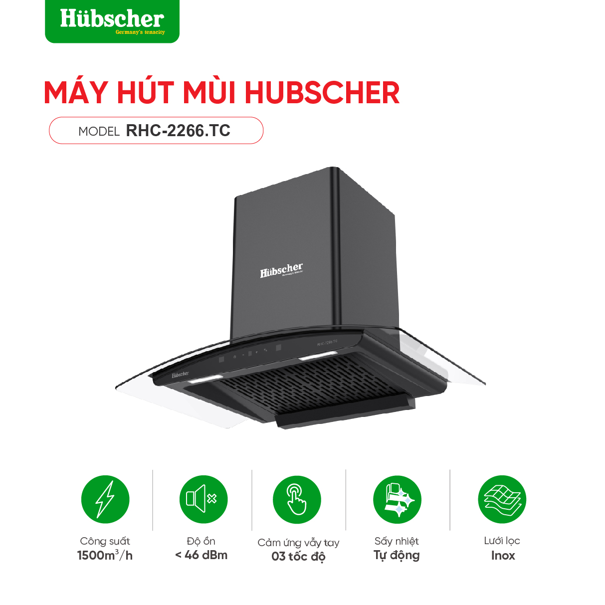 Máy hút mùi Hubscher model: RHC-2266.TC