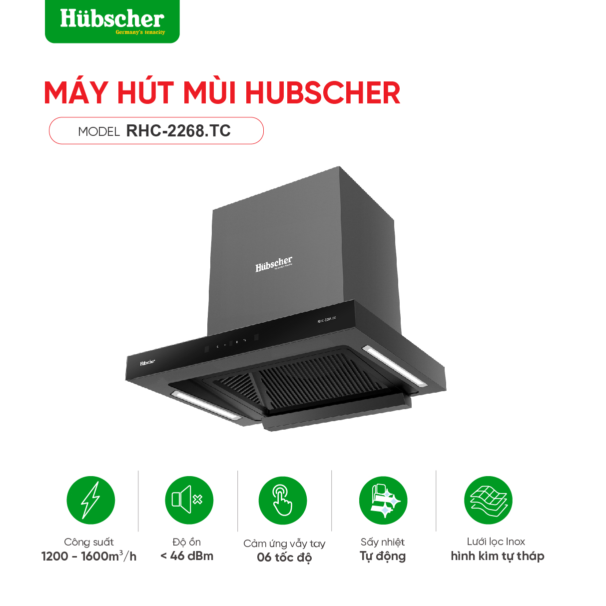 Máy hút mùi Hubscher model: RHC-2268.TC