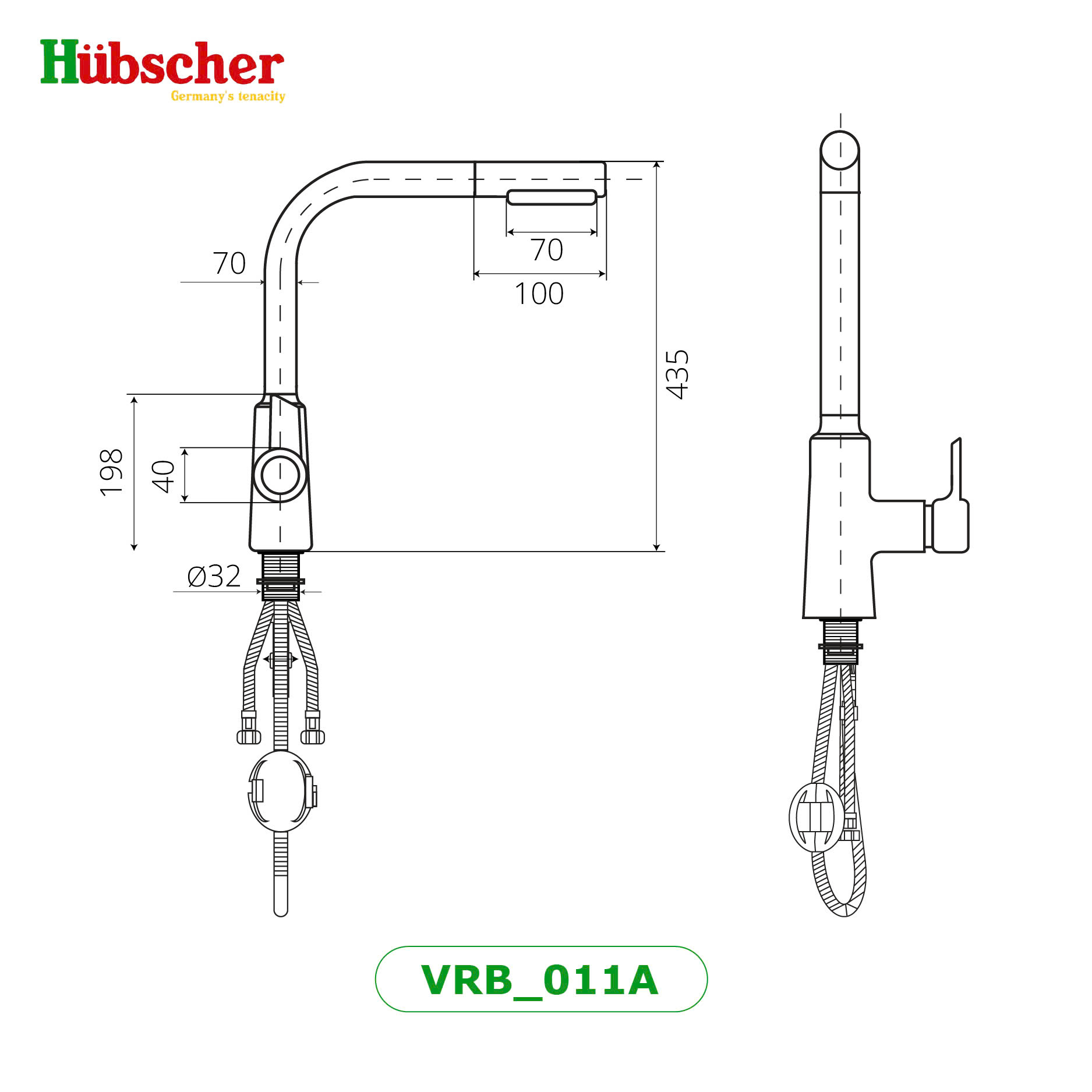 Vòi rửa bát dây rút Hubscher VRB_011A