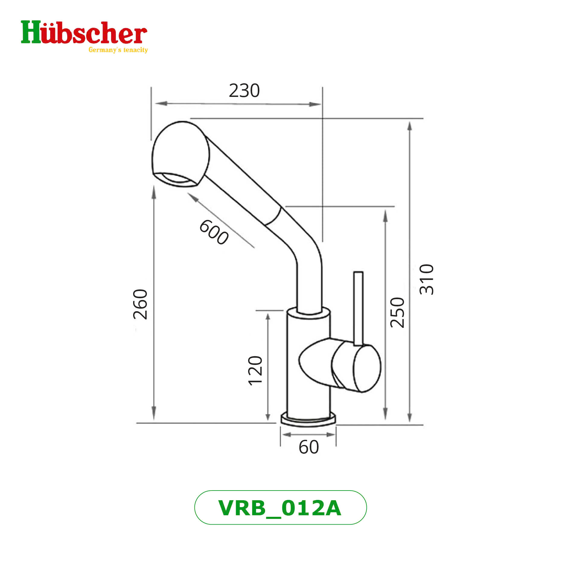 Vòi rửa bát dây rút đồng Hubscher VRB_012A
