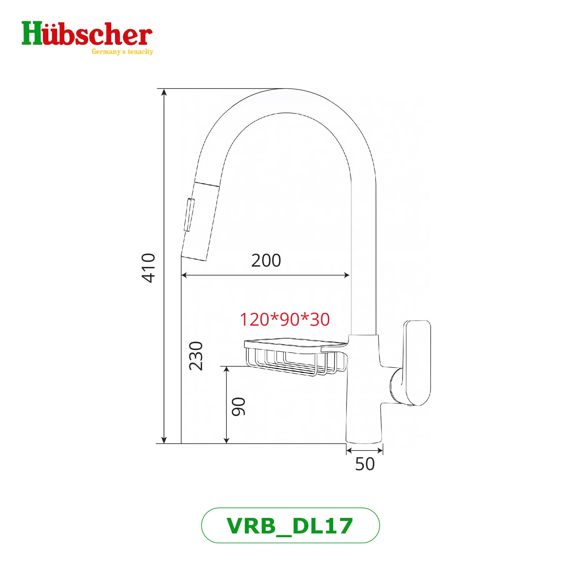 Vòi rửa bát dây rút đồng Hubscher VRB_DL17