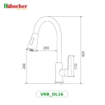 Vòi rửa bát dây rút đồng Hubscher VRB_Dl16